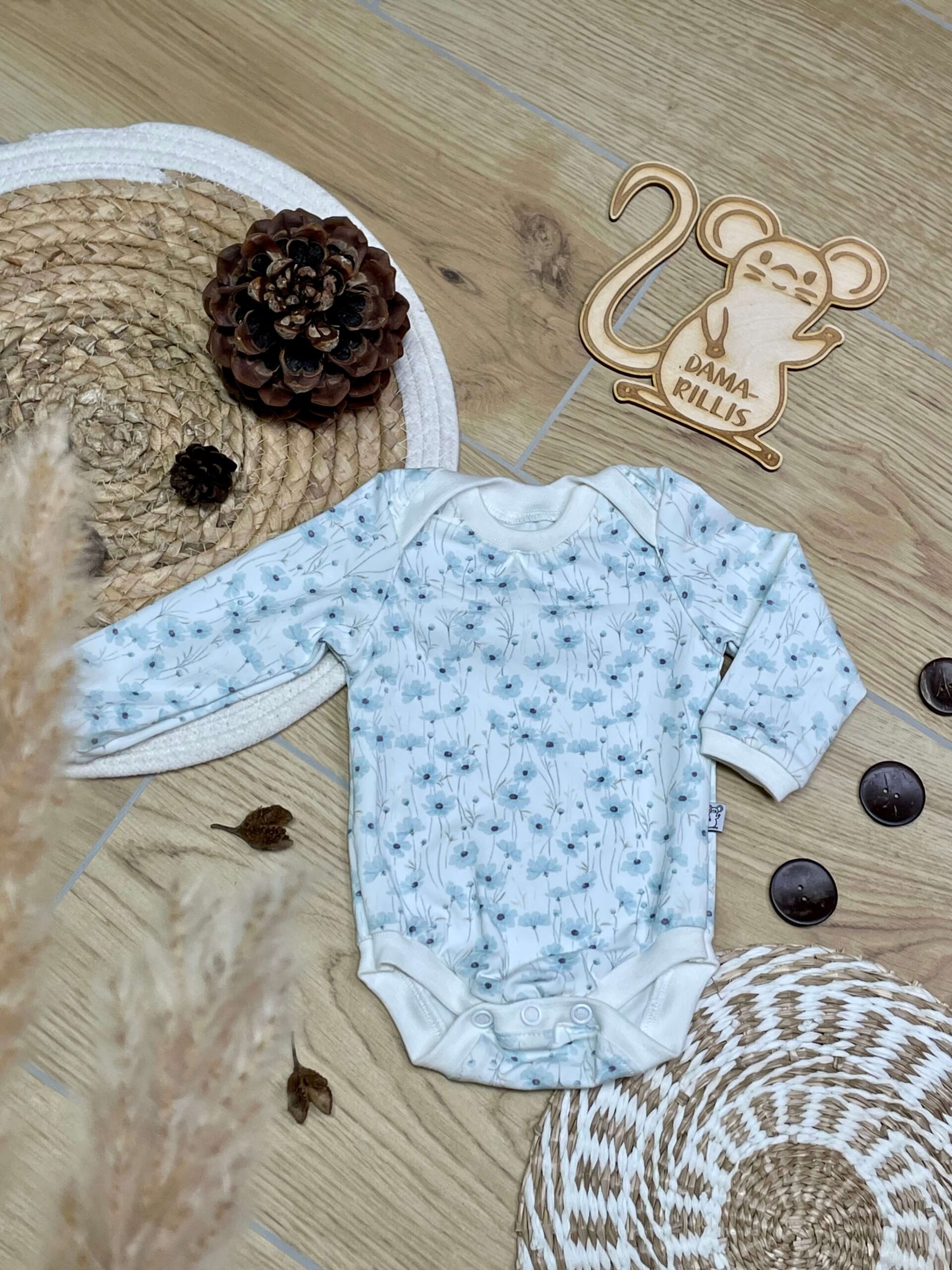 Body "Blümchen blau" (Grösse 62)