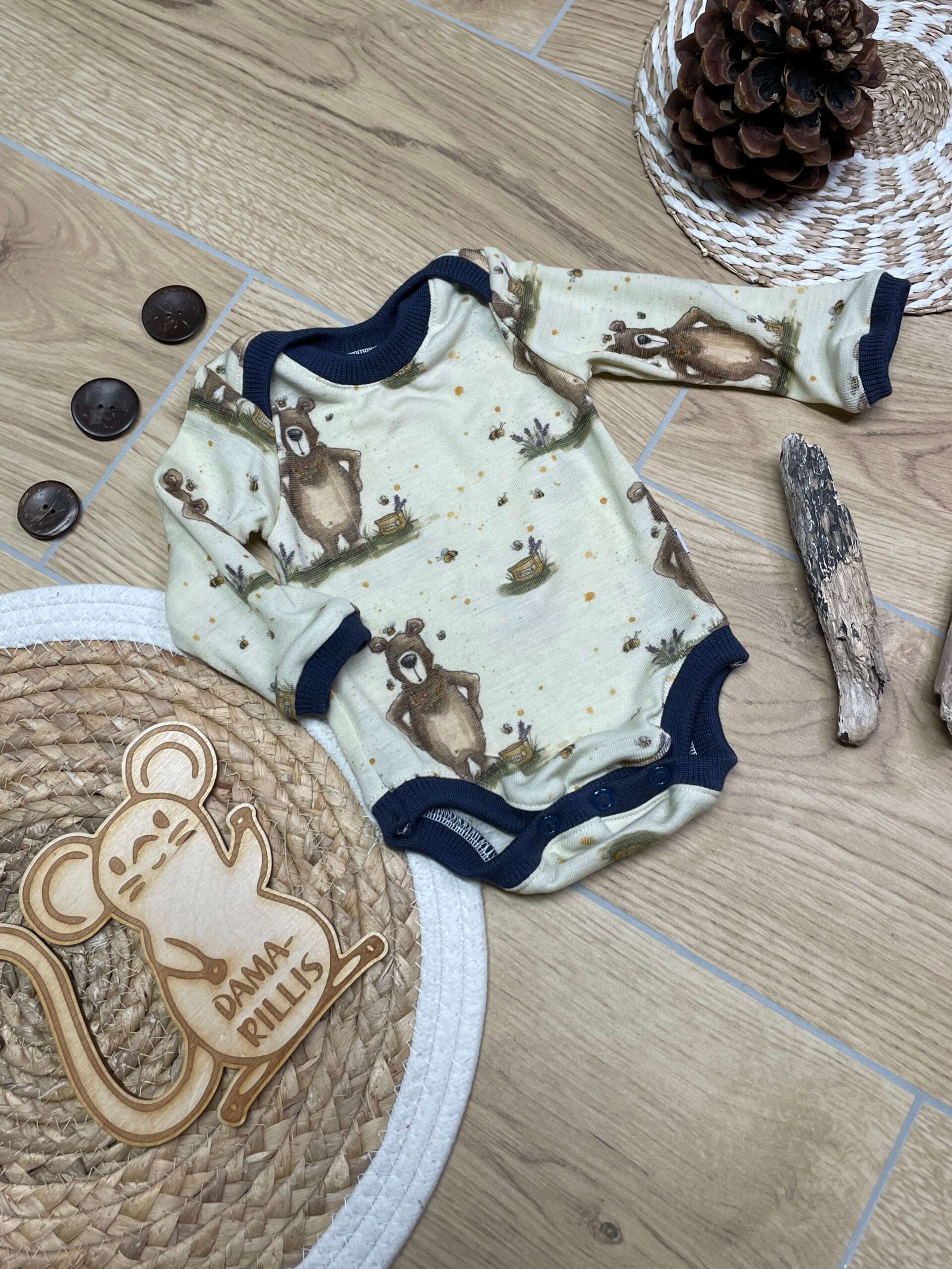 Bio Wolle/Seide Body "Bär" (Grösse 62)