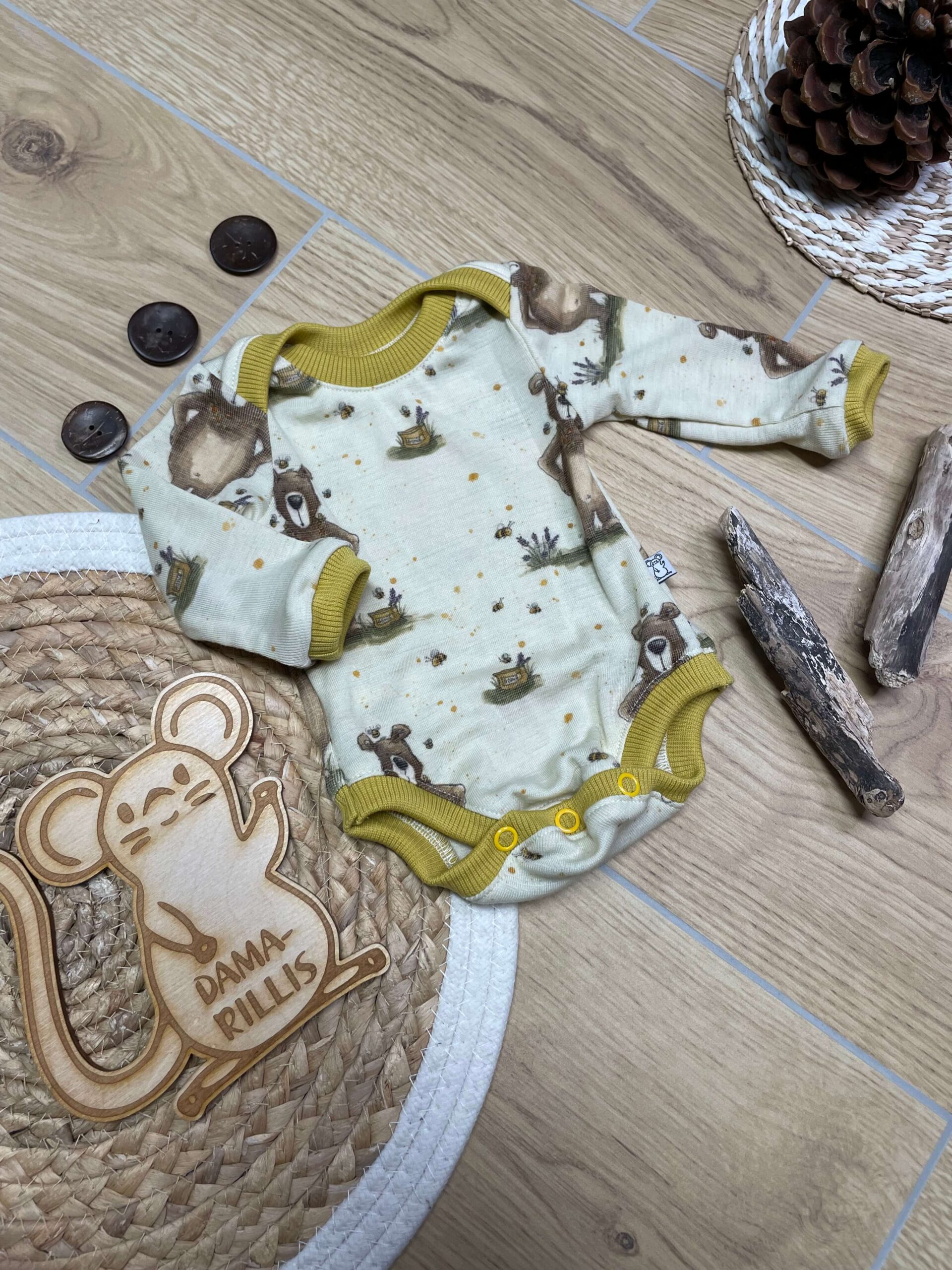 Bio Wolle/Seide Body "Bär" (Grösse 56)