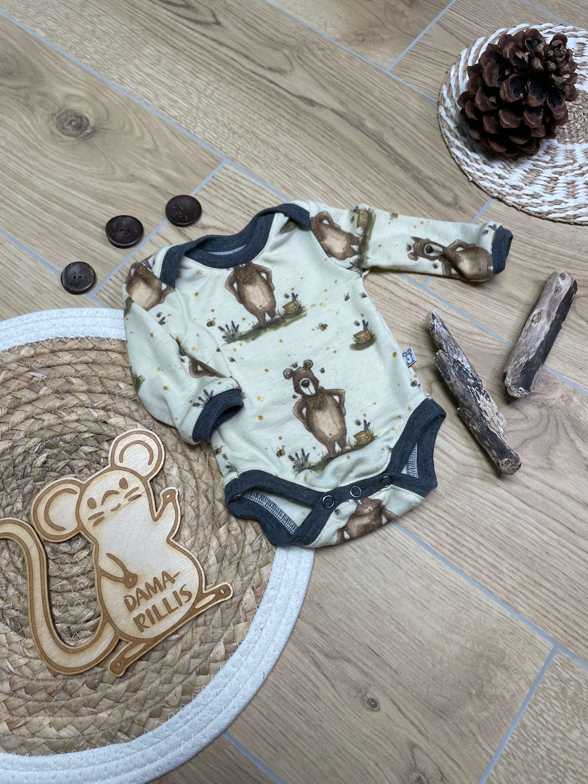 Bio Wolle/Seide Body "Bär" (Grösse 56)